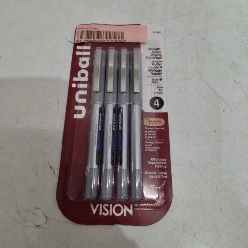 4Pk UNIBALL VISION FINE ROLLERBALL PENS - 0.7 MM - BLUE (STYLE: VISION) image 2