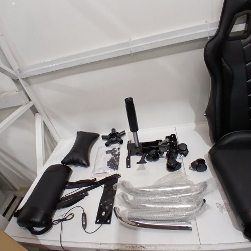 YAHEETECH GAMING CHAIR WITH WITH MASSAGE LUMBAR SUPPORT - BLACK (MODEL: 616328) image 4
