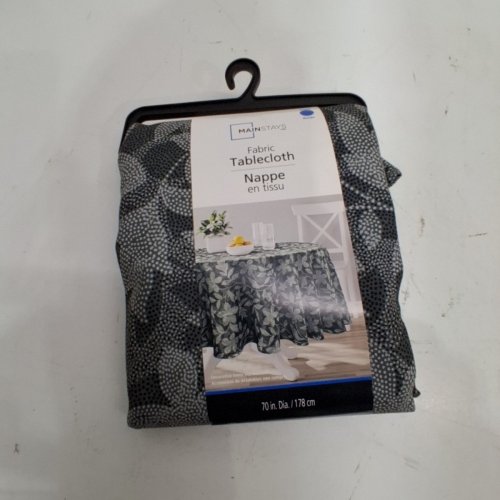 MAINSTAYS EASY CLEAN ROUND TABLECLOTH - 70" - BLACK / GREY image 2