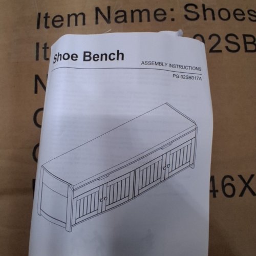 HOMEFORT SHOE BENCH WITH LIFT TOP STORAGE - 54.4" X 14.9" X 18.1" - WHITE (MODEL: PG-02SB017A) image 7