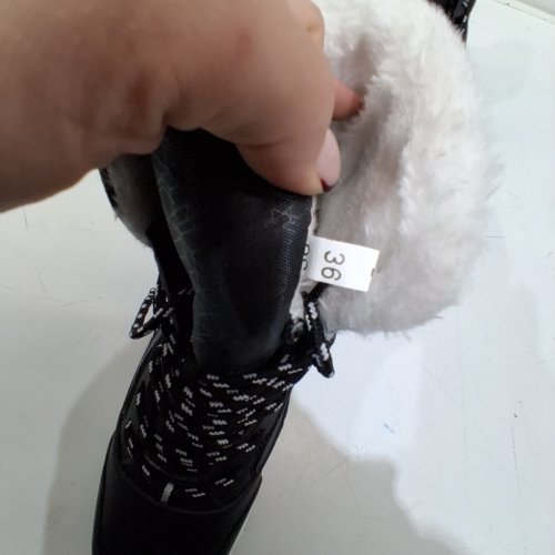 WOMENS FUR LINED NON-SLIP WINTER BOOTS - 5.5 - BLACK/WHITE image 2