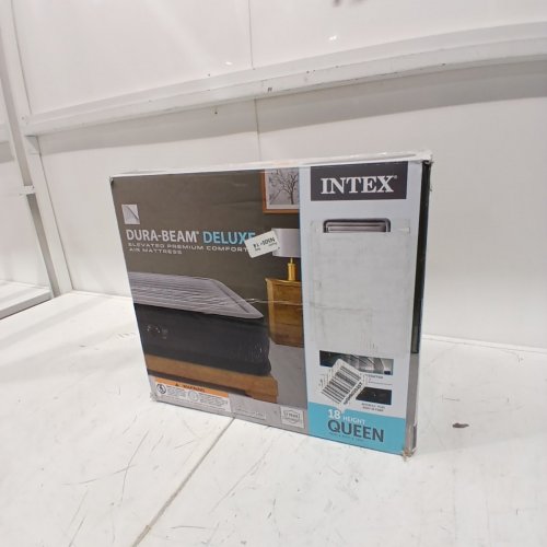 INTEX DURABEAM DELUXE COMFORT PLUSH AIR MATTRESS WITH BUILT IN ELECTRIC PUMP - QUEEN - 18"H - GREY (MODEL: AP619D) image 5