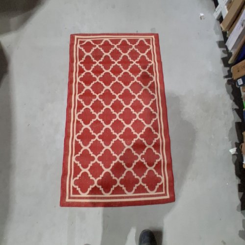 WOVEN AREA RUG - 58" X 32" - RED AND CREAM image 2