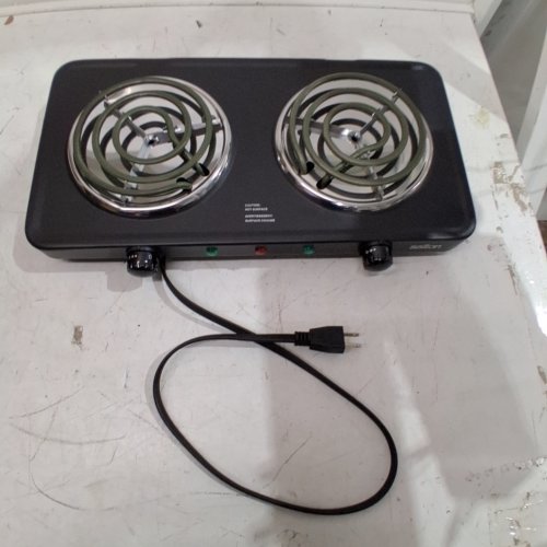 SALTON PORTABLE ELECTRIC HOT PLATE DOUBLE BURNER COOKTOP - 1800W - BLACK (MODEL: HP1941) image 3