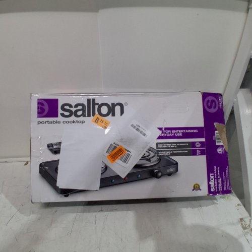 SALTON PORTABLE ELECTRIC HOT PLATE DOUBLE BURNER COOKTOP - 1800W - BLACK (MODEL: HP1941) image 6