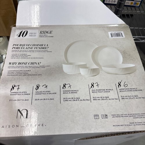 34PC MAISON NEUVE RIDGE BONE CHINA DINNERWARE SET - WHITE (MODEL: 2036823) image 4