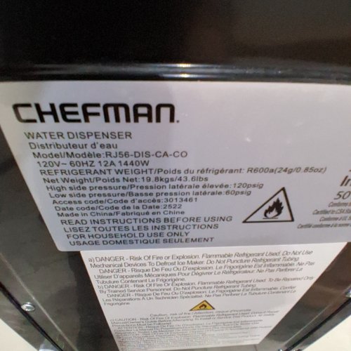 ICEMAN BY CHEFMAN BOTTOM LOADING WATER COOLER AND ICE MAKER *FRENCH VERSION* - FITS UP TO 19L WATER JUGS - MAKES 22LBS OF ICE - BLACK (MODEL: RJ56-DIS-CA-CO/1904495) image 6