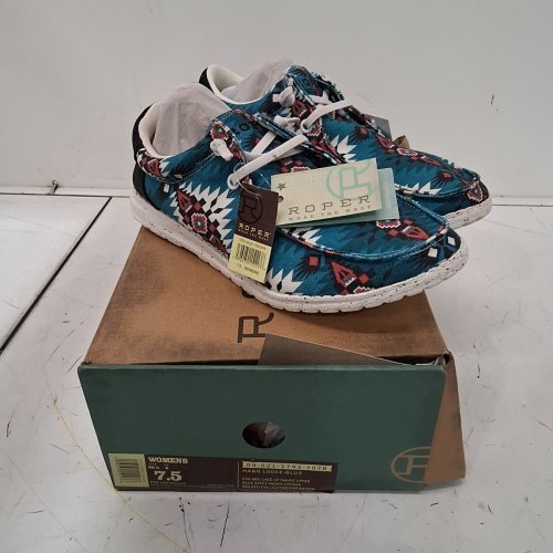WOMEN'S ROPER EVA MOC LACE UP CASUAL SHOES - 7.5 - BLUE AZTEC (STYLE: HANG LOOSE-BLUE) image 3