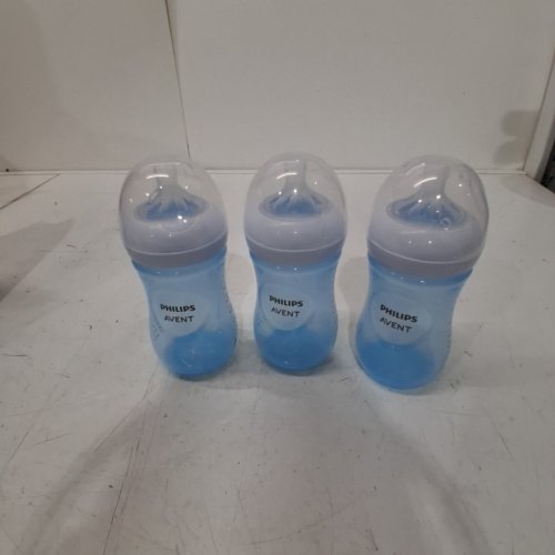 3PK PHILIPS AVENT NATURAL BABY BOTTLES WITH NATURAL RESPONSE NIPPLES - MEDIUM FLOW - FLOW 3 - 9OZ - BLUE TRANSPARENT (MODEL: SCY903/23) image 2