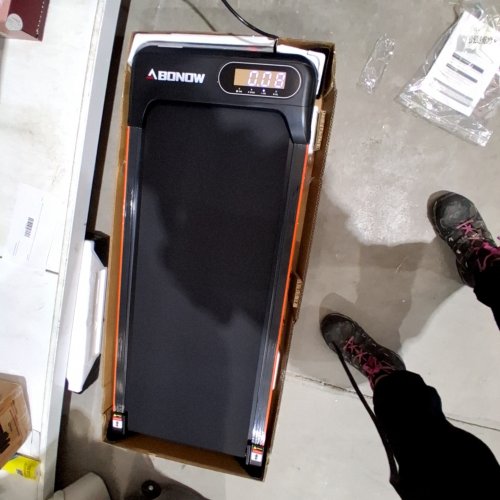 ABONOW HOME USE WALKING PAD TREADMILL, LED DISPLAY AND INCLINE - 2.5HP - 265LB CAPACITY - BLACK/ORANGE (MODEL: 3000W) image 2