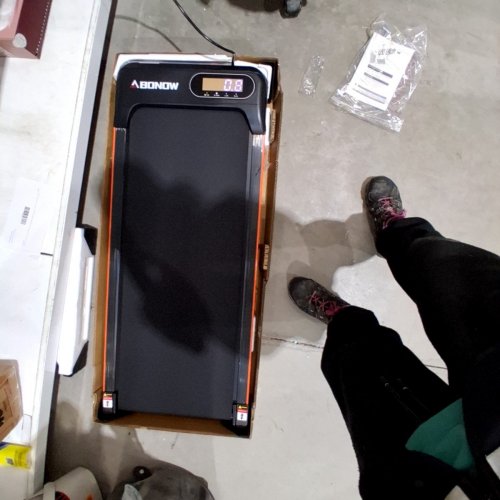 ABONOW HOME USE WALKING PAD TREADMILL, LED DISPLAY AND INCLINE - 2.5HP - 265LB CAPACITY - BLACK/ORANGE (MODEL: 3000W) image 3