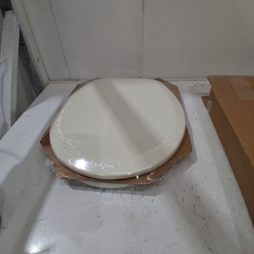 MAYFAIR BY BEMIS CAMERON ROUND ENAMELED WOOD TOILET SEAT - 17" X 14" - BISCUIT/LINEN BEIGE - (MODEL: 841EC 346) image 2
