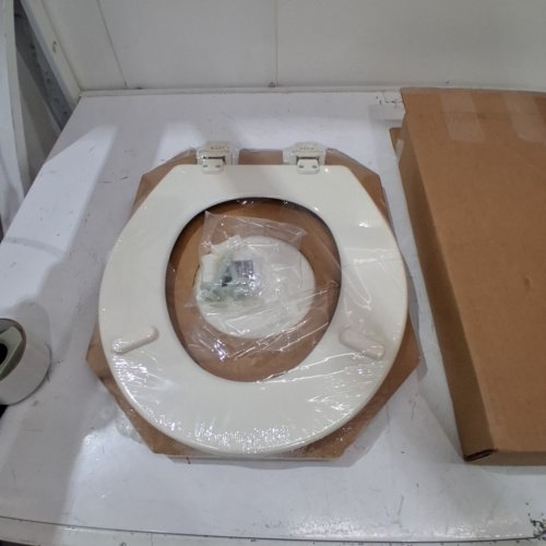 MAYFAIR BY BEMIS CAMERON ROUND ENAMELED WOOD TOILET SEAT - 17" X 14" - BISCUIT/LINEN BEIGE - (MODEL: 841EC 346) image 3