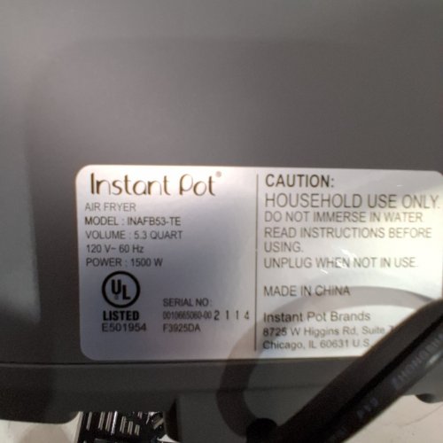 INSTANT POT VORTEX PLUS AIR FRYER - 5.3 QT - 120 V - 1500W - BLACK (MODEL: INAFB53-TE) image 3