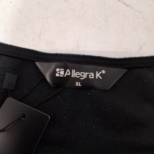 WOMEN'S ALLEGRA K GLITTER SLEEVELESS ROUND NECK CRISS CROSS CROP TOP - EXTRA LARGE - TEAL image 3