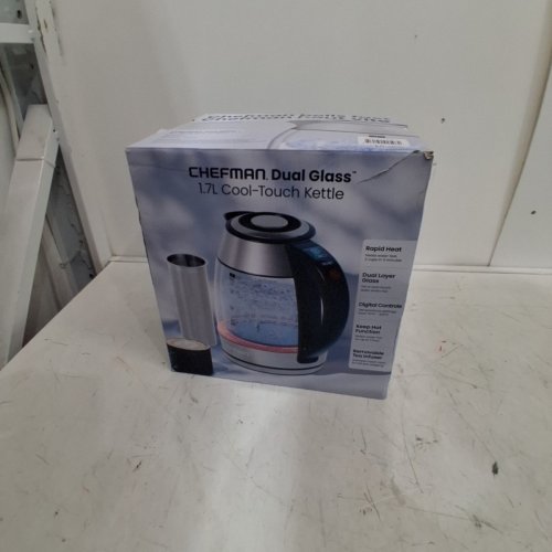 CHEFMAN DUAL-GLASS COOL TOUCH DIGITAL KETTLE WITH TEA INFUSER - 1500W - 1.7L - STAINLESS STEEL/BLACK (MODEL: RJ11-17-CTI-DG/1992747) image 4