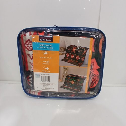 NU TRENDZ REVERSIBLE SILKY TOUCH SMALL THROW BLANKET - 40" X 48" - RED (STYLE: 16112/1860 TURTLE) image 3