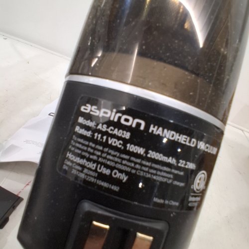 ASPIRON CORDLESS HANDHELD VACUUM WITH CHARGING DOCK - 24KPA, RECHARGEABLE, ERGONOMIC HANDLE, CREVICE TOOL - BLACK (MODEL: AS-CA038) image 3