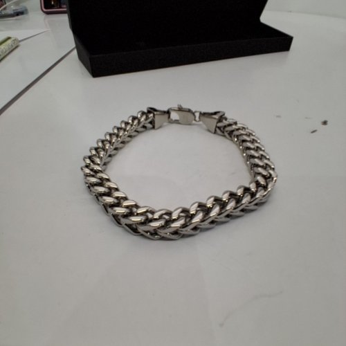 ADULTS PEOPLES BRAIDED CHAIN BRACELET - 9" LENGTH- SILVER-TONE/STAINLESS STEEL image 3
