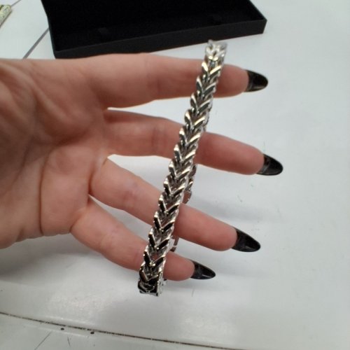 ADULTS PEOPLES BRAIDED CHAIN BRACELET - 9" LENGTH- SILVER-TONE/STAINLESS STEEL image 4