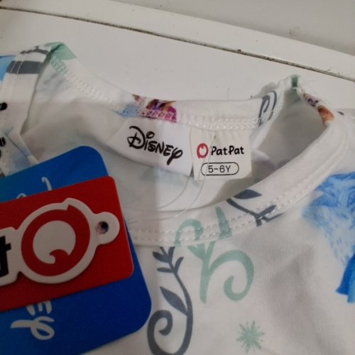GIRL'S DISNEY FROZEN PRINT DRESS - 5-6 - WHITE image 2