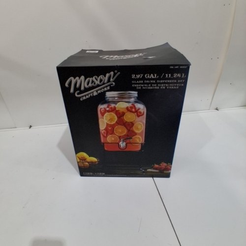MASON CRAFT & MORE GLASS DRINK DISPENSER - 11L - CLEAR/BLACK (MODEL: 1859337 ) image 6