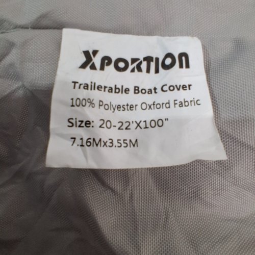 XPORTION WATERPROOF 900D MARINE GRADE POLYESTER UNIVERSAL BOAT COVER - 20-22FT X 100" - GREY image 2