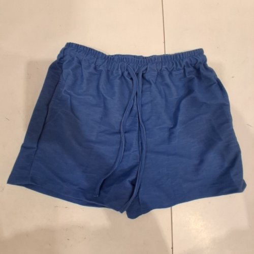 WOMEN'S DRAWSTRING SHORTS with pockets  - SMALL - BLUE image 2