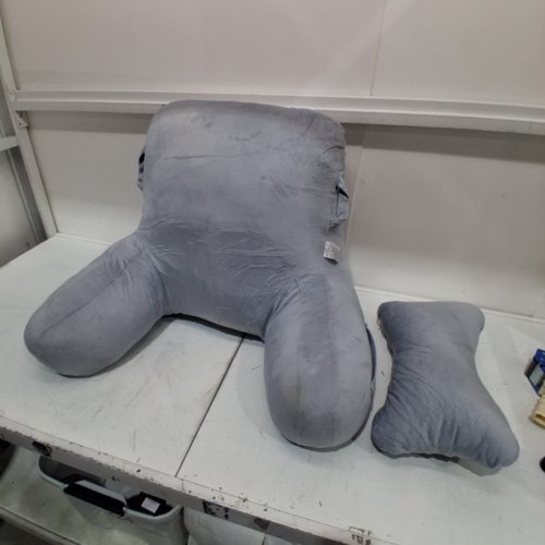 2PC READING PILLOW SET WITH DETACTABLE NECK REST - EXTRA LARGE - GREY (MODEL: D2MS-HK002-03-CA) image 2