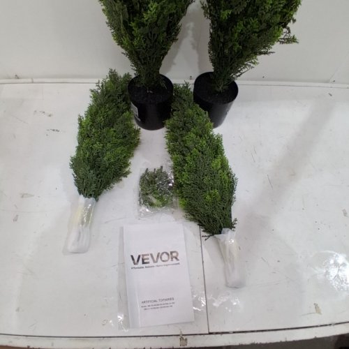 2PK INDOOR/OUTDOOR ARTIFICIAL CEDAR TOPIARY TREES WITH EXTRA LEAVES AND POT - 3FT EACH - GREEN/BLACK (MODEL: SM-BS-90) image 3