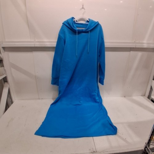 WOMENS MAXI HOODED LONG SLEEVE SWEATSHIRT DRESS - XXL - BLUE image 2