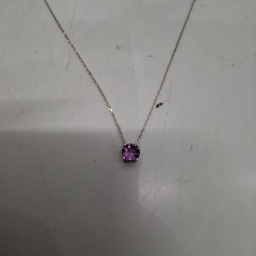WOMENS JEENNMATA BIRTHSTONE PENDANT NECKLACE -AMETHYST SILVER-TONE AND PURPLE image 2