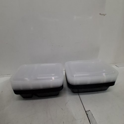50PC MAINSTAYS MEAL PREP FOOD STORAGE CONTAINER SET - CLEAR /BLACK image 2