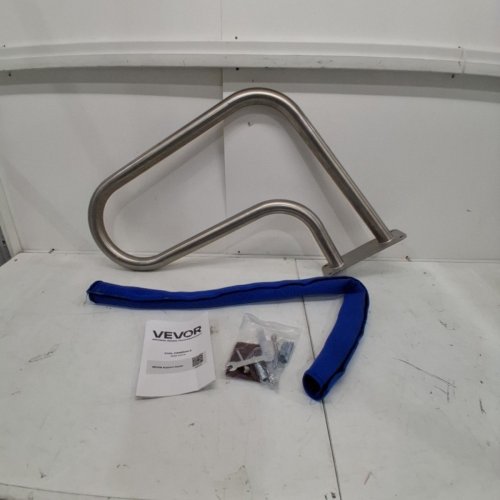 STAINLESS STEEL POOL RAILING WITH BASE PLATE AND GRIP COVER - 32" X 32" - BLUE/SILVER (MODEL: HXFS-02) image 2