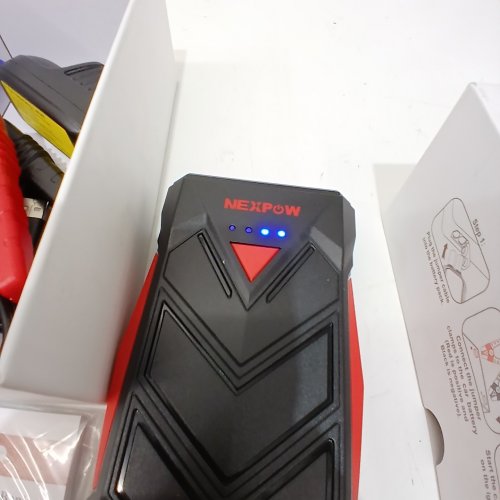 NEXPOW JUMP STARTER POWER BANK, PEAK CURRENT PORTABLE CAR JUMP STARTER WITH TORCH FLASHLIGHT - 12 V FOR 7.0 L PETROL AND 5.5 L DIESEL ENGINE - 10400MAH - RED/BLACK (MODEL: T11F) image 2