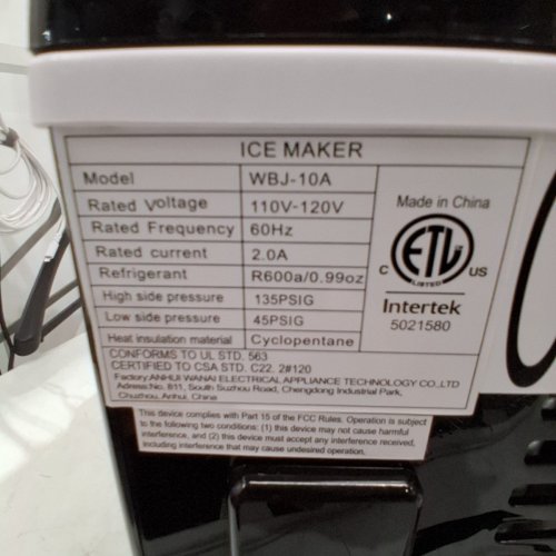 COUNTERTOP ICE MAKER WITH HANDLE AND SCOOP - 26LB - BLACK (MODEL: WBJ-10A) image 7