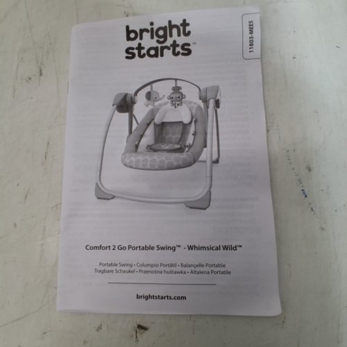 BRIGHT STARTS WHIMSICAL WILD PORTABLE COMPACT AUTOMATIC SWING WITH 10 MELODIES AND ADJUSTABLE HARNESS - MAX 20LBS - WHITE SAFARI ANIMALS (MODEL: 11803-MEES) image 4