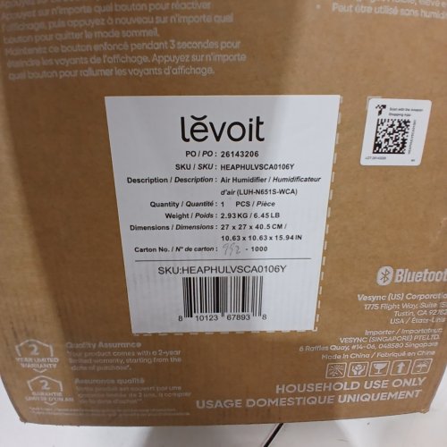 LEVOIT SMART ULTRASONIC COOL MIST HUMIDIFIER WITH BLUETOOTH AND APP CONTROL - 6.2 L - WHITE (MODEL: LUH-N651S-WCA) image 6