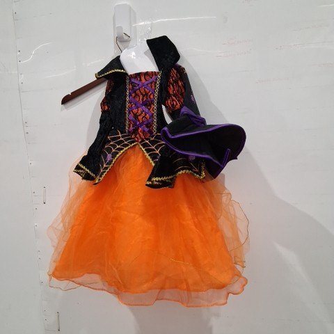 2PC ORANGE WITCH COSTUME SET - SMALL/PETITE - ORANGE, BLACK AND PURPLE (STYLE:1000173) image 3