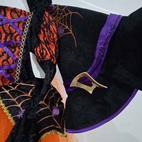2PC ORANGE WITCH COSTUME SET - SMALL/PETITE - ORANGE, BLACK AND PURPLE (STYLE:1000173) image 4
