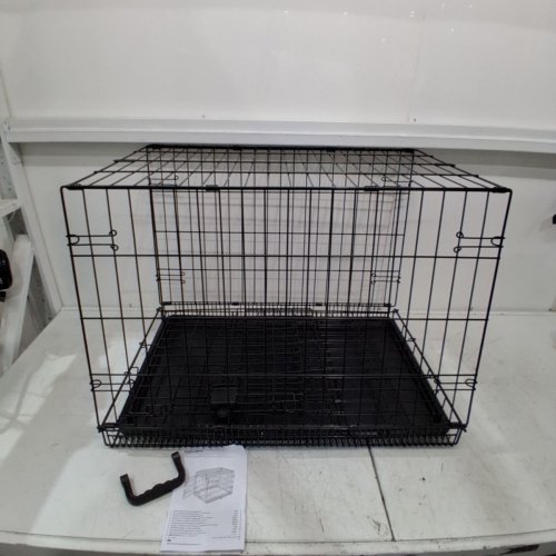 AMAZON BASICS SINGLE DOOR FOLDABLE METAL WIRE DOG CRATE WITH TRAY - 30" X 19" X 21" - BLACK (MODEL: 9001N-30A) image 2
