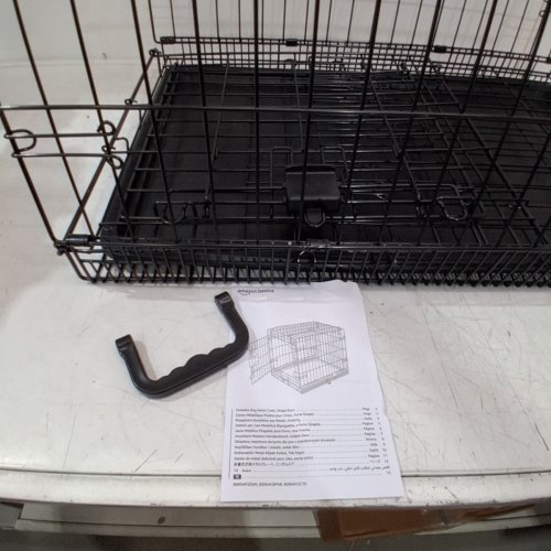 AMAZON BASICS SINGLE DOOR FOLDABLE METAL WIRE DOG CRATE WITH TRAY - 30" X 19" X 21" - BLACK (MODEL: 9001N-30A) image 3
