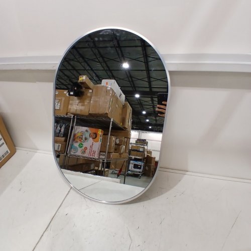 MODERN WALL MOUNTED OVAL MIRROR - 20" X 29.5" - CHROME image 2