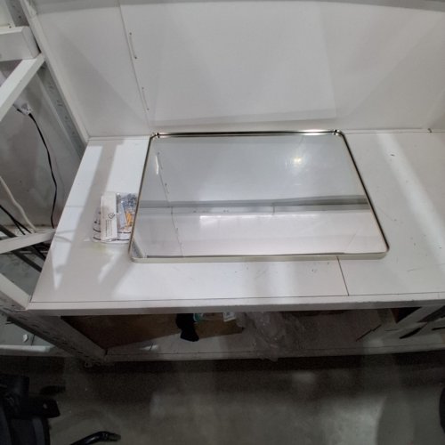 METAL FRAMED WALL MOUNTED RECTANGLE VANITY MIRROR - 32" X 24" - SILVER image 3
