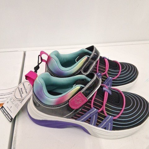 GIRL'S ATHLETIC WORKS SNEAKERS - SIZE 1 - BLACK PURPLE/ PINK image 3
