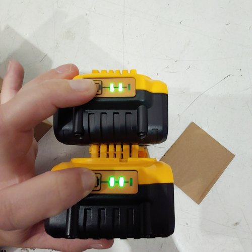2PK RECHARGEABLE LITHIUM ION BATTERIES - COMPATIBLE WITH DEWALT TOOLS - 20 V 5.0 AH - YELLOW / BLACK (MODEL: DCB206) image 2