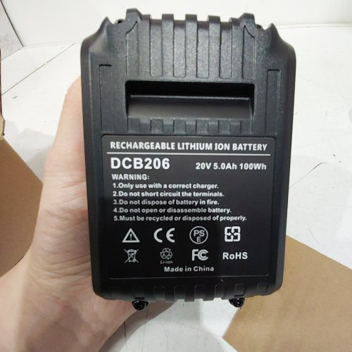2PK RECHARGEABLE LITHIUM ION BATTERIES - COMPATIBLE WITH DEWALT TOOLS - 20 V 5.0 AH - YELLOW / BLACK (MODEL: DCB206) image 3