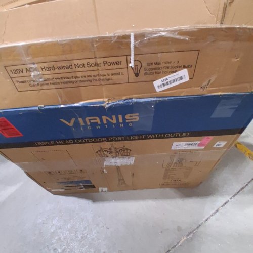 VIANIS LIGHTING TRIPLE HEADED OUTDOOR POST LIGHT WITH PHOTOCELL - DUSK TO DAWN SENSOR - 110 TO 120V - 100W - BLACK (MODEL: V86133DKG) image 4