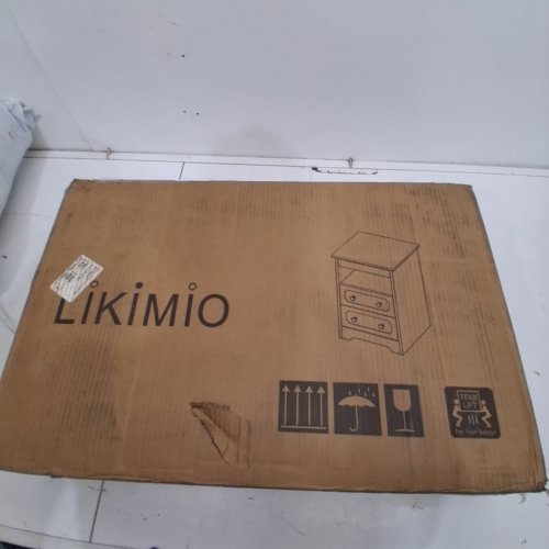LIKIMIO MODERN BEDSIDE TABLE WITH DRAWERS - 15.8" X 15" X 23.6" - GREY OAK (MODEL: HK-CTG-01X) image 2