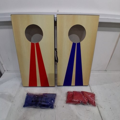 GOSPORTS PORTABLE SIZE CORNHOLE GAME SET WITH 6 BEAN BAG - 2FT X 1FT - WOOD/BLUE/RED (MODEL : CH-03-MDF-WOOD) image 2